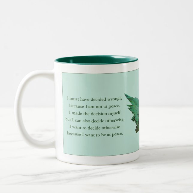 A Course In Miracles Gift Mug, Green, Spiritual Two-Tone Coffee Mug (Left)