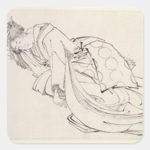 A Courtesan Offering a Cup, 18th-19th century Square Sticker