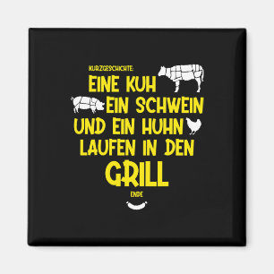 A Cow, A Pig And A Chicken Run Into The Grill - Bb Magnet