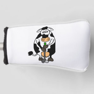 A cow playing golf golf head cover