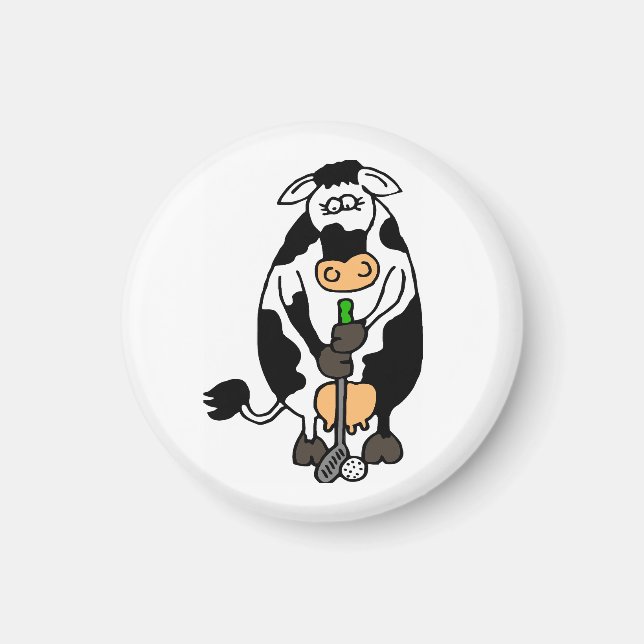 A cow playing golf magnet (Front)