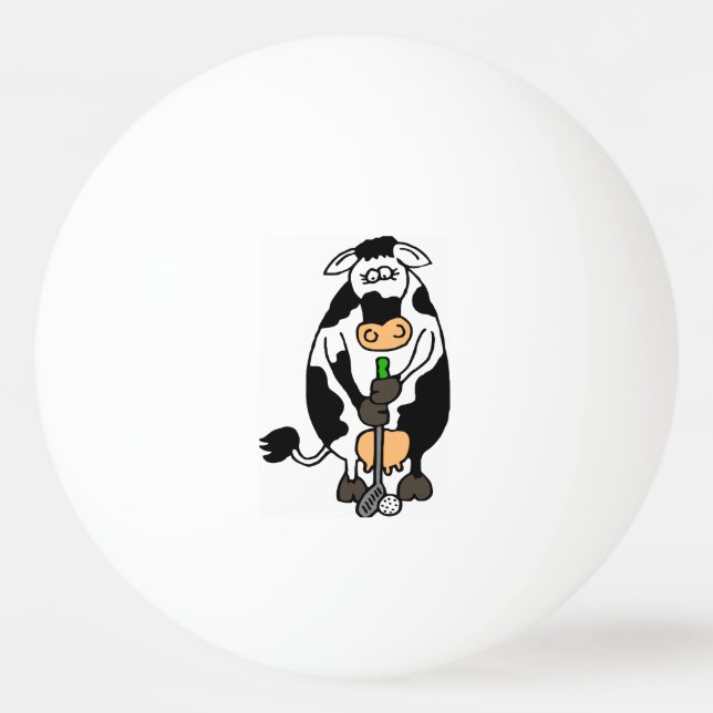 A cow playing golf ping pong ball (Front)