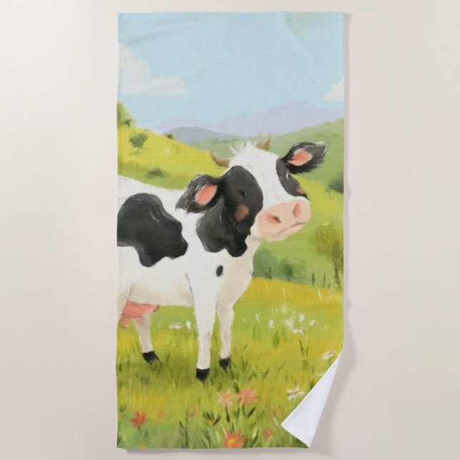 A Cow’s Day Out Beach Towel (Front)