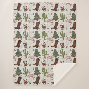 A Cowboy Merry Christmas Sherpa Blanket
