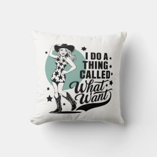 A cowgirl striking a sassy pose cushion