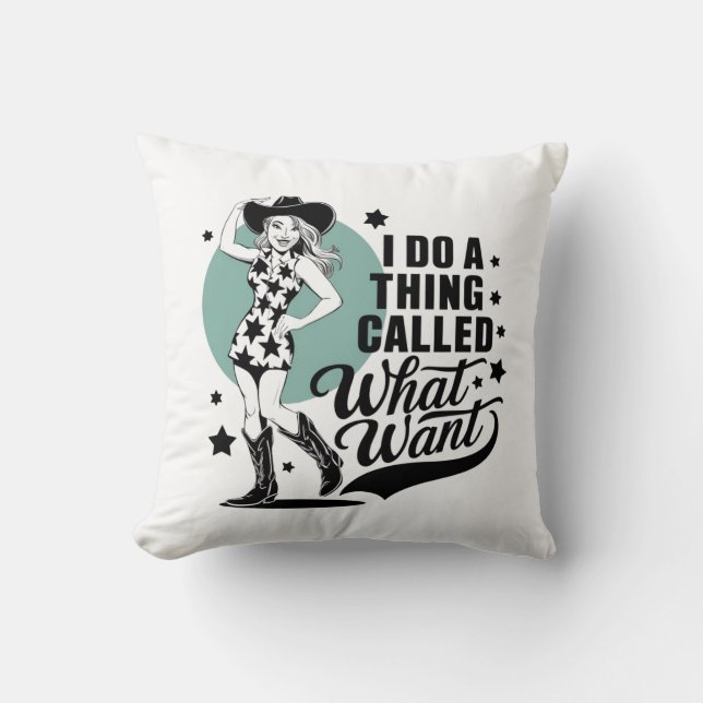 A cowgirl striking a sassy pose cushion (Front)