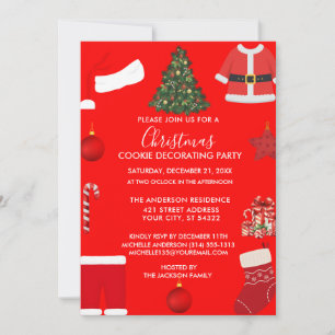 A Cozy Christmas Gathering Set on Warm Red Invitation