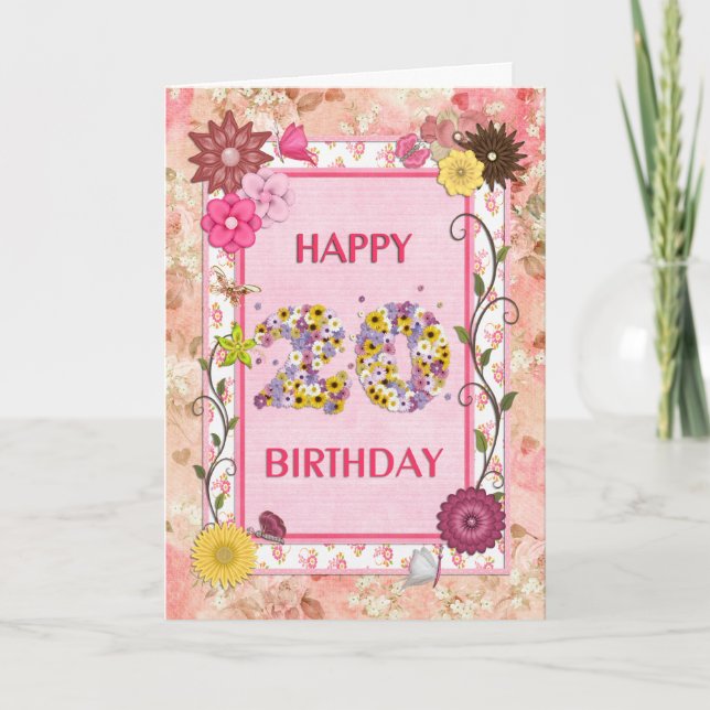 A craft look 20th birthday card (Front)