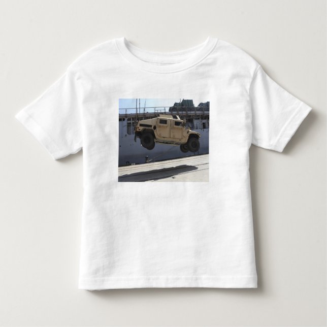 A crane lifts an M998 Humvee Toddler T-Shirt (Front)
