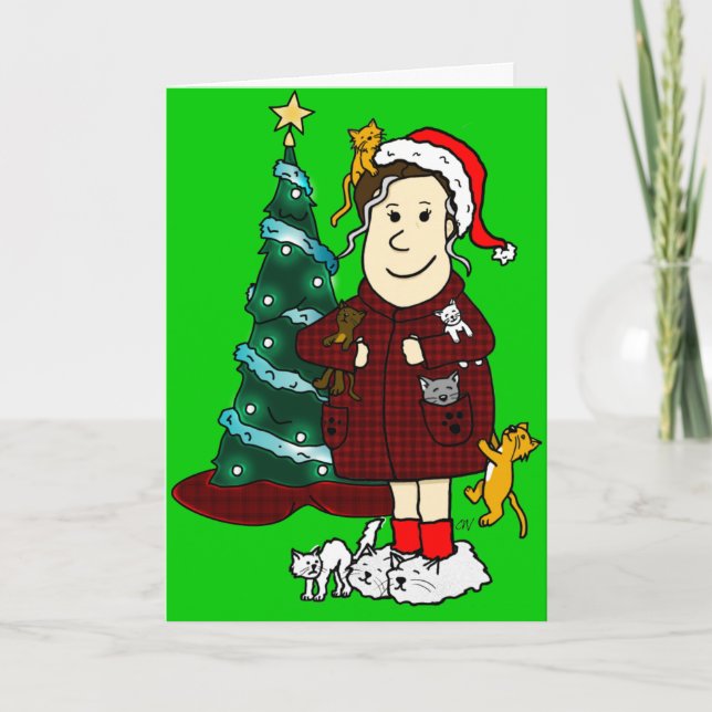 'A Crazy Cat Lady Christmas' Holiday Card (Front)