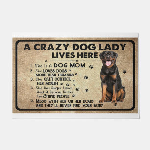 A Crazy Dog Lady Lives Here, Dog Lover Gift Doormat