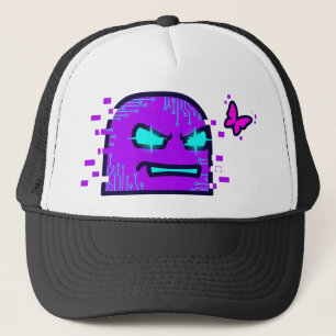 A creative digital artwork in a cyberpunk style th trucker hat