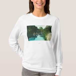 A Creek Scene with Family in a Canoe T-Shirt