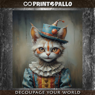 A creepy kitten dressed as a clown -  tissue paper