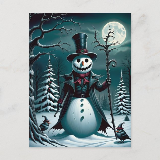 A Creepy Snowman Postcard (Front)