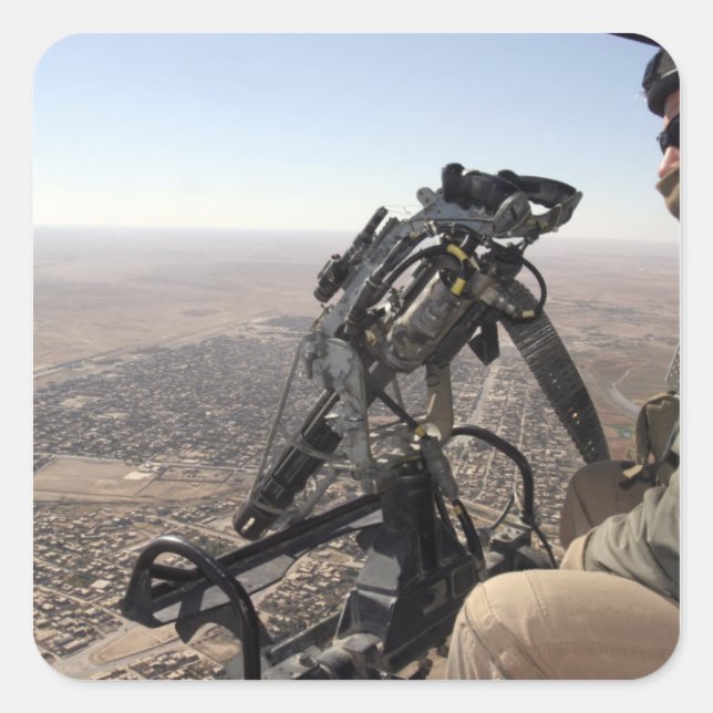 A crew chief looks for suspicious activity square sticker (Front)