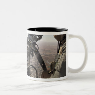 A crew chief looks for suspicious activity Two-Tone coffee mug