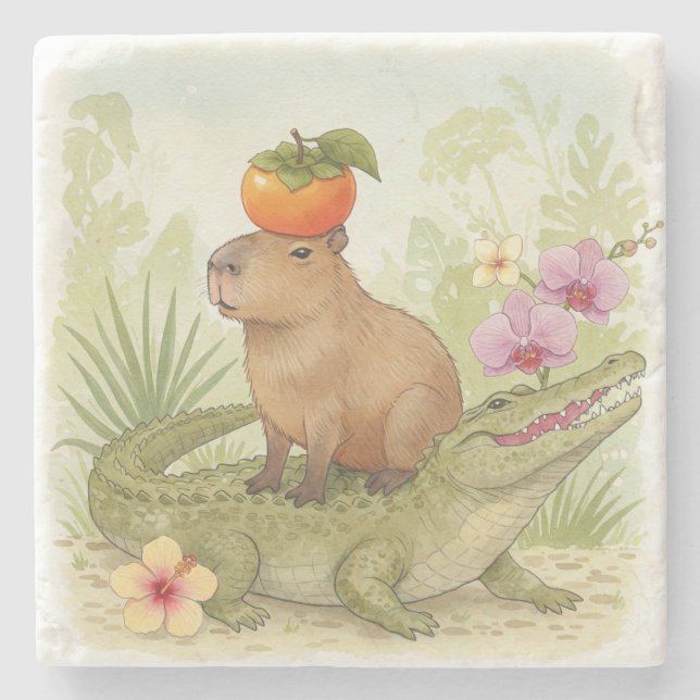 A Croc and a Carry Stone Coaster (Front)