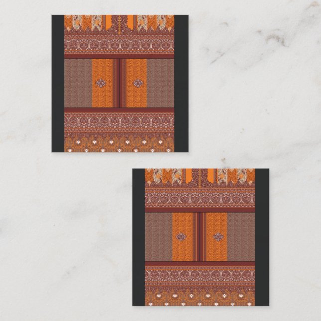 a cross stitch pattern in orange and brown loyalty card (Front/Back)