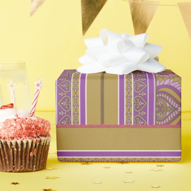  a cross stitch pattern with a purple and yellow b wrapping paper (Birthday Party)
