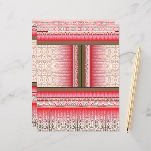 a cross stitch pattern with a red background (Front/Back In Situ)