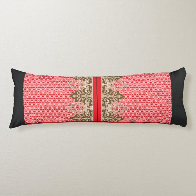 a cross stitch pattern with a red border body cushion (Front)