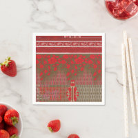 a cross stitch pattern with red flowers and vines