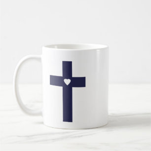 A cross with heart  coffee mug