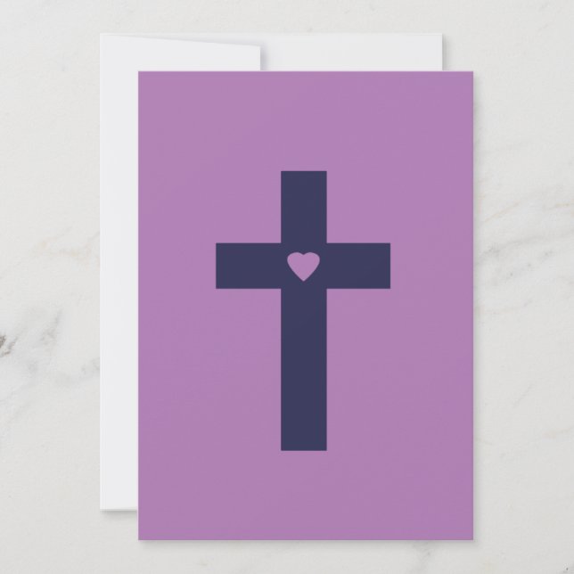 A cross with heart  invitation (Front)