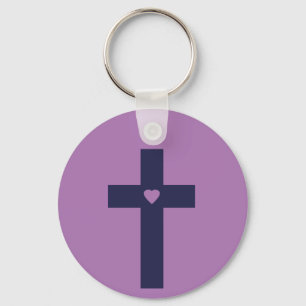 A cross with heart key ring