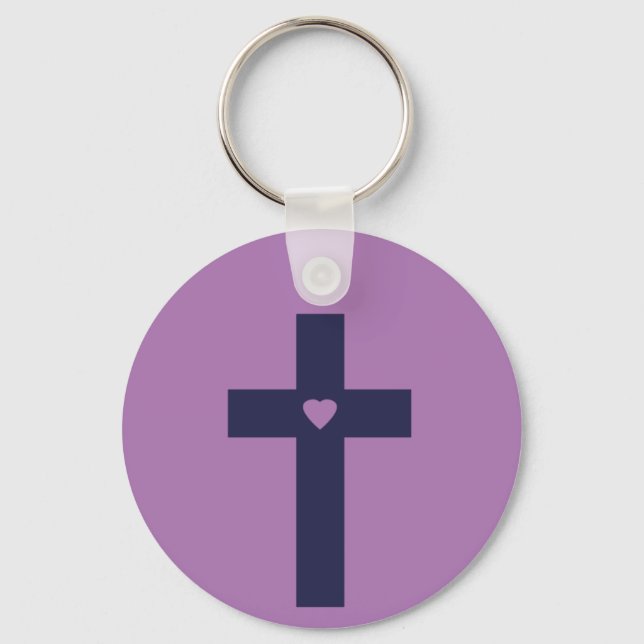 A cross with heart  key ring (Front)