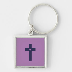 A cross with heart key ring
