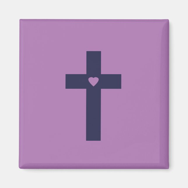 A cross with heart  magnet (Front)