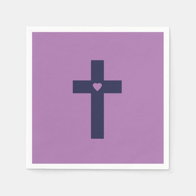 A cross with heart  napkin (Front)