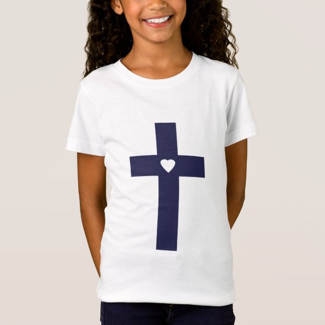 A cross with heart  T-Shirt (Front)