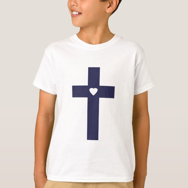 A cross with heart  T-Shirt (Front)