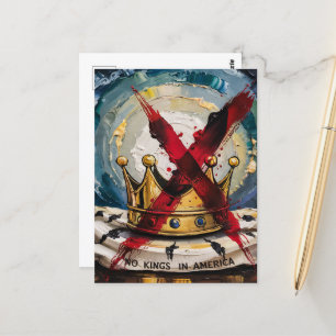 A crossed out crown and No Kings in America Postcard