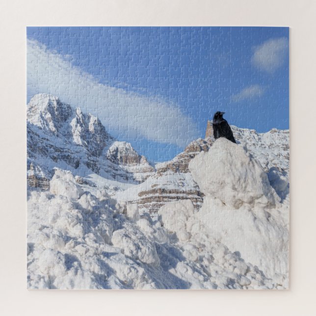 A Crow At Crowfoot Mountain Alberta Canada Jigsaw Puzzle (Vertical)