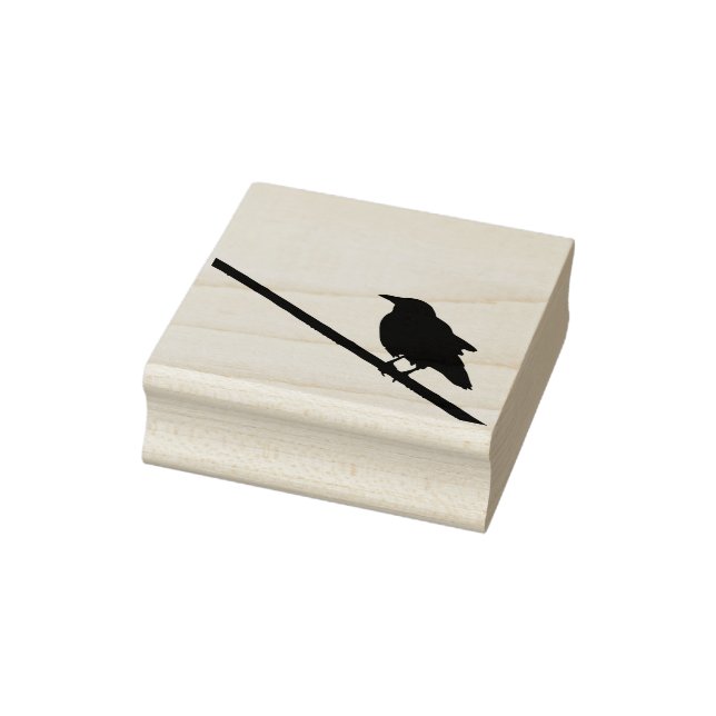 A crow on a power line rubber stamp (Stamp)