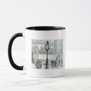 A Crowd Admires a Pneumatic Clock Mug