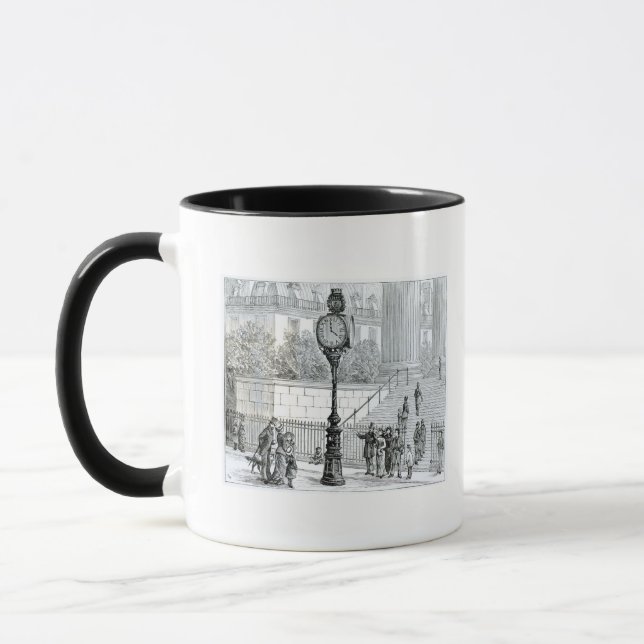 A Crowd Admires a Pneumatic Clock Mug (Left)