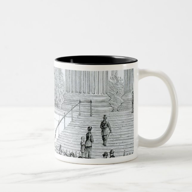 A Crowd Admires a Pneumatic Clock Two-Tone Coffee Mug (Right)