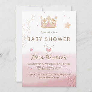 "A Crown For Princess" Pastel Shade Baby Shower Invitation