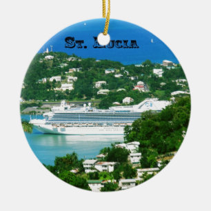 A Cruise Ship docked at St. Lucia Ceramic Tree Decoration