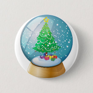 A crystal ball with a Christmas tree 6 Cm Round Badge