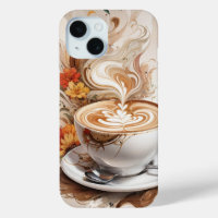 A Cup of Cappuccino with Flowers Background