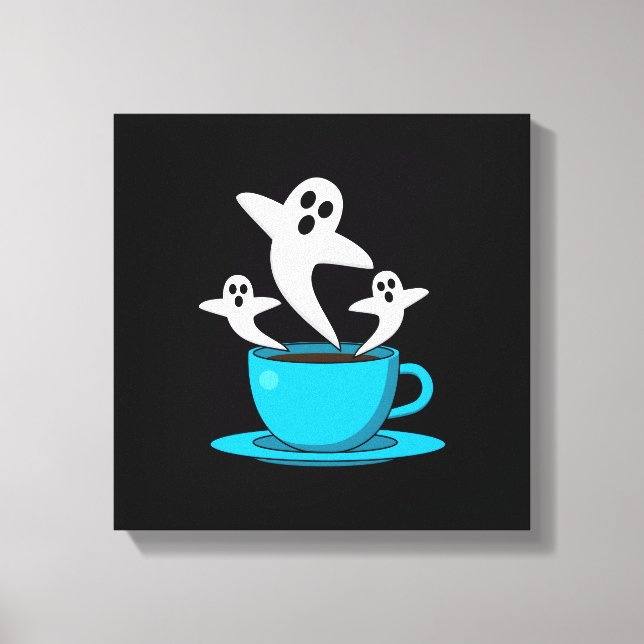 A Cup of Ghost Smoking Coffee Canvas Print (Front)