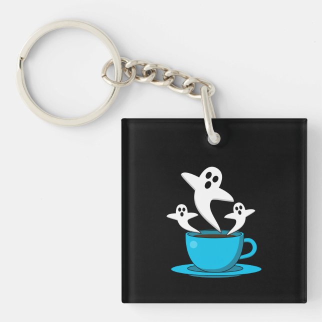 A Cup of Ghost Smoking Coffee Key Ring (Front)