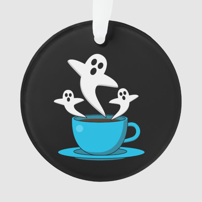 A Cup of Ghost Smoking Coffee Ornament (Front)