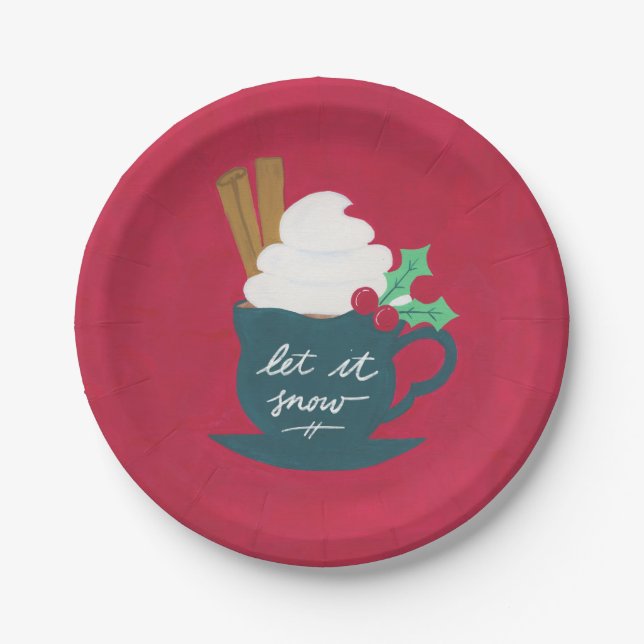 A Cup of Let It Snow Paper Plate (Front)